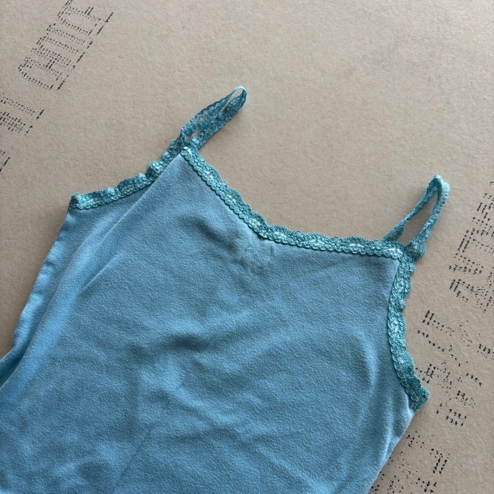 Y2K‎ Old Navy Camisole Tank Top Lace Trim Light Blue